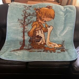 Vintage Eskimo Baby Super Soft Blanket With Precious Girl & the Goose